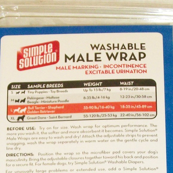 SIMPLE SOLUTION Washable Male Dog Wrap for Incontinence NEW Color: Turquoise - Picture 7 of 11